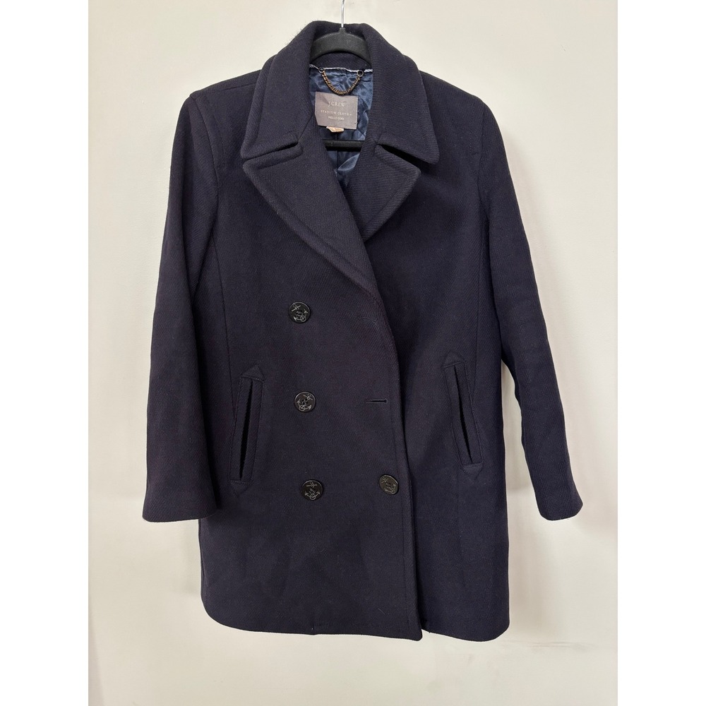 J.Crew Stadium Cloth Nello Gori Wool Peacoat Navy Blue 8 - Picture 1 of 10